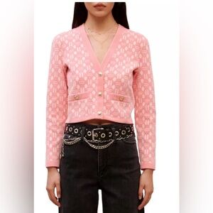 Maje Moadina Cropped Jacquard Cardigan. Size S